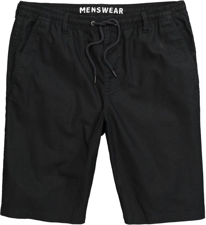 Men Plus - Heren - bermuda van linnenmix Relaxed Fit elastische tailleband - Zwart - Maat L