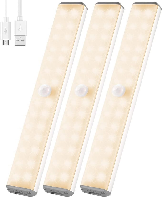 Draadloze LED Kastverlichting met Bewegingssensor - Oplaadbaar - 3 Stuks