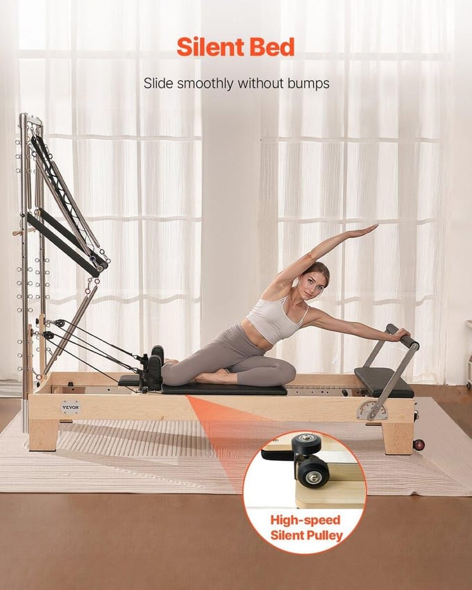 Pilates Reformer Machine Pilates en Bois Équipement d'Entraînement pour Salle de Sport à Domicile