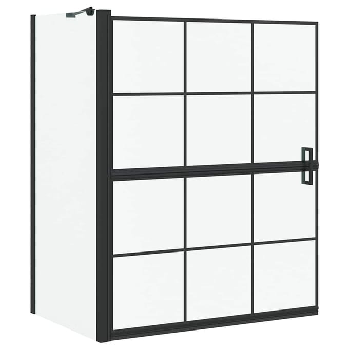 vidaXL - Bad - Douche - Scherm - Zwart - en - Transparant - 100 - x - 68 - x - 128 - cm