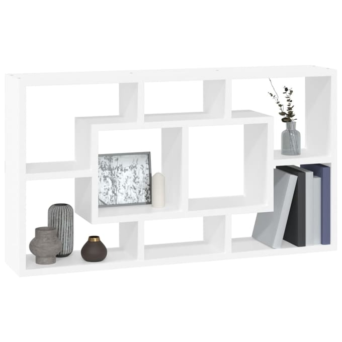 vidaXL - Wandschap - 8 - vakken - hoogglans - wit
