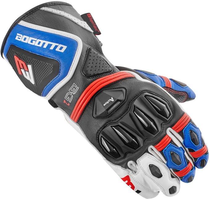 Bogotto Monza Geperforeerde Blauw Wit Rood Handschoenen - Handschoen
