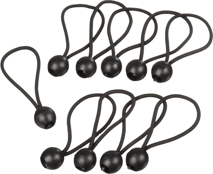 Nature - Bevestigingsset - Elastische band met kogelstop (10 stuks) - zwart