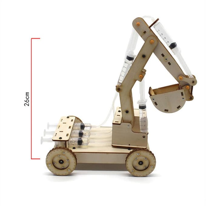 Doe-het-zelf houten hydraulische graafmachine model kinderpuzzel assemblage speelgoed houten wetenschappelijk experiment ouder-kind interactie
