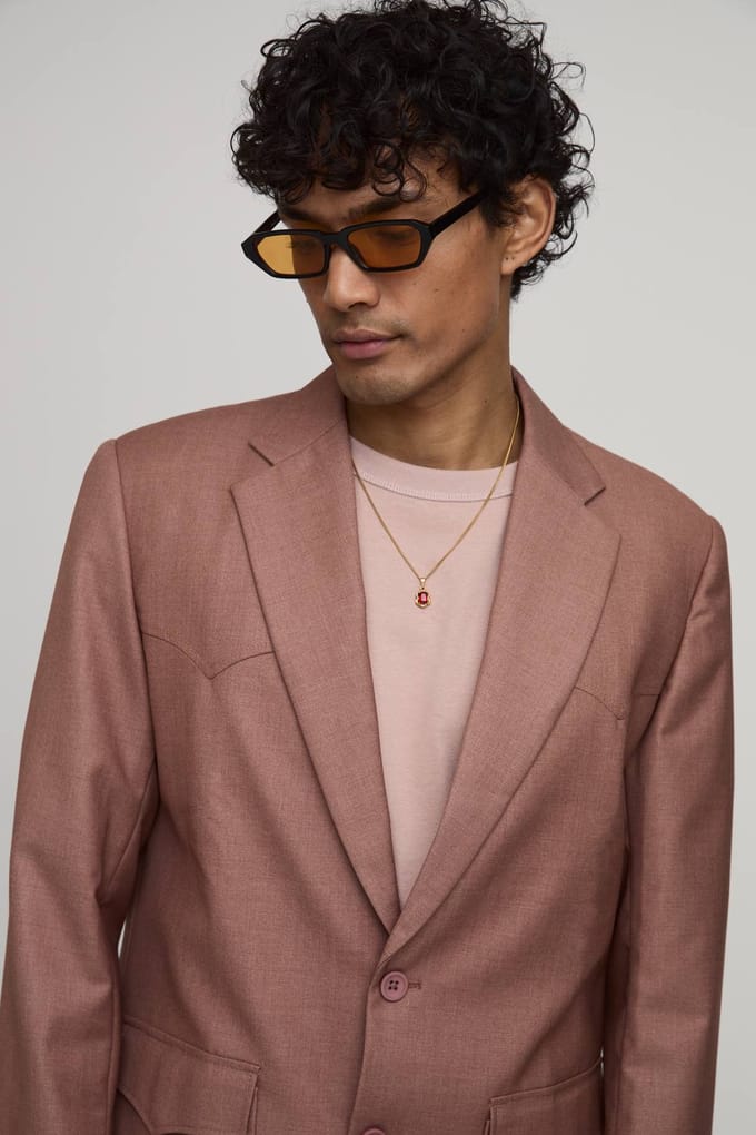 Rechte Pasvorm Western Detail Blazer | Brick | Size 34