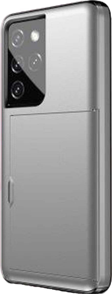 Hoesje geschikt voor iPhone 16 Plus - Backcover - Hardcase - Pasjeshouder - Portemonnee - Shockproof - TPU - Zilver