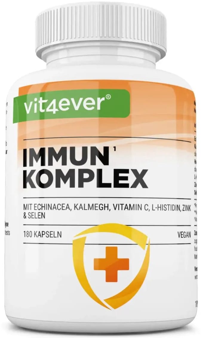 Vit4ever Immuunsysteem Complex Supplement – 180 Capsules – Met Echinacea, Vitamine C, Zink & Selenium – 90 Dagen Voorraad