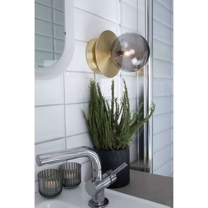 Globen Lighting Art Deco Wandlamp/ Plafondlamp Geborsteld Messing