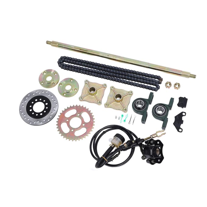 25.5in Go Kart Achteras Kit Robuuste Verbeterde Grip Tandwielnaaf Remsamenstel Ketting Schijf voor 50cc 70cc 90cc ATV black