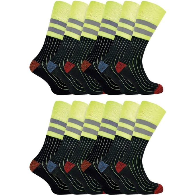 3 Pack Heren Zware Katoenen Hi Viz Werk Sokken