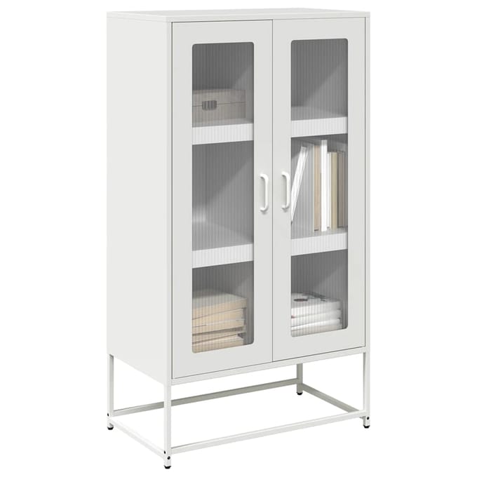 vidaXL - Hoge - kast - 68x39x123 - cm - staal - wit