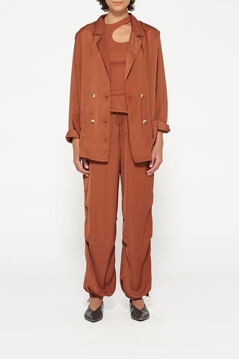 10DAYS Double Breasted Satin Blazer Saddle Brown Größe: S | Blazer Outlet | Damen | Braun