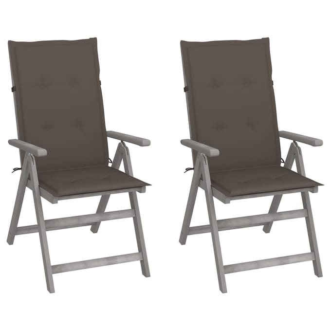 vidaXL - Tuinstoelen - 2 - st - verstelbaar - met - kussens - massief - acaciahout