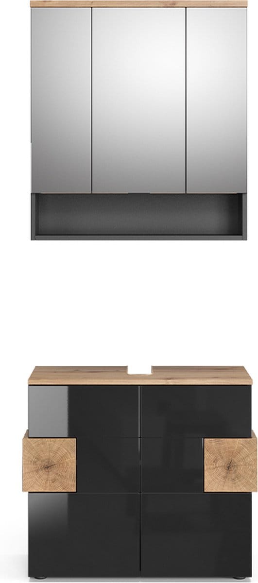 Vicco Badkamermeubel set Eden, Antraciet, 2-delig