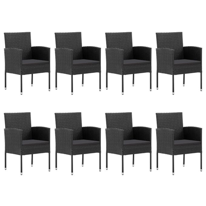vidaXL - 9-delige - Tuinset - poly - rattan - en - staal - zwart
