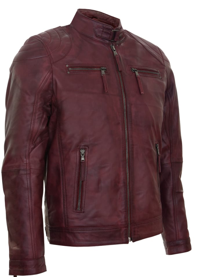 Leren biker racejack met rits