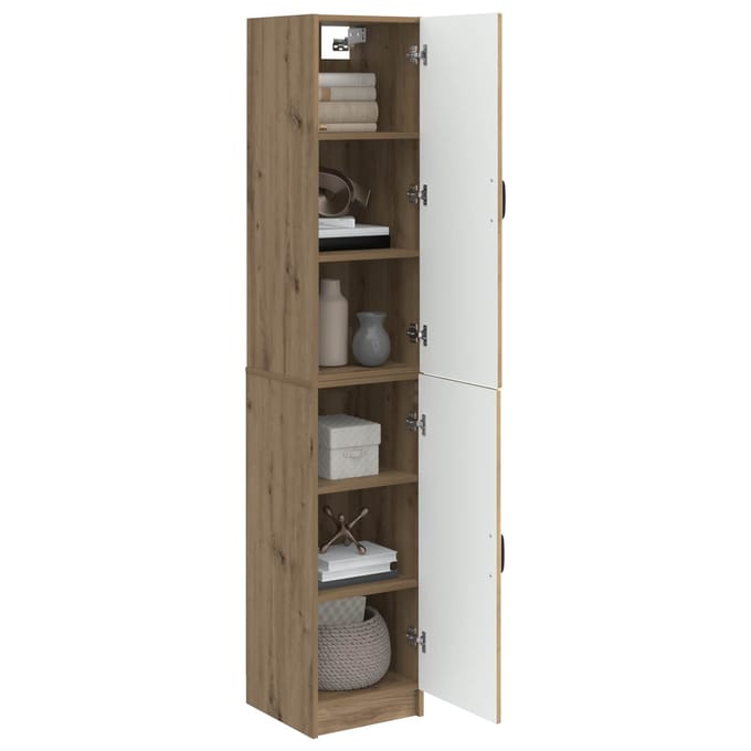vidaXL - Kast - Set - 2 - st - Artisanaal - eiken - Bewerkt - hout