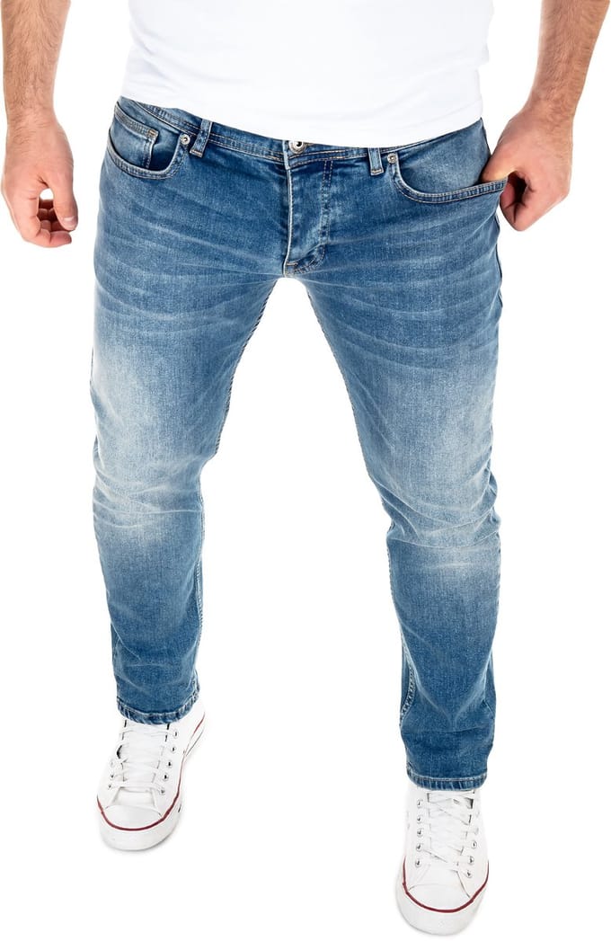 WOTEGA Heren Jeans Alistar – Katoen Stretch – Blauw – 5-pocket