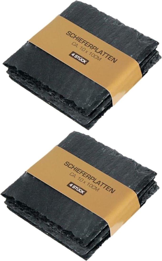 Cepewa Onderzetters - 4x - 10 x 10 cm - leisteen - glazen onderzetters