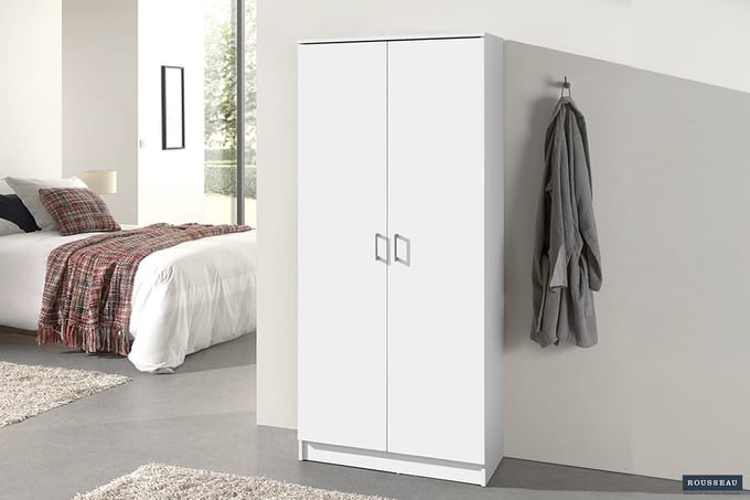 Opbergkast Ray 80cm Met 2 Deuren En 4 Legplanken - Wit - Rousseau - Opbergkast - Wit - Spaanplaat