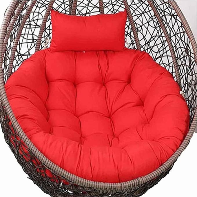 Hangmat Stoel Kussen - Schommelstoel Pad - Buiten Ontspannen - Extra Dikke Vulling - 120 cm Diameter - Donkerrood