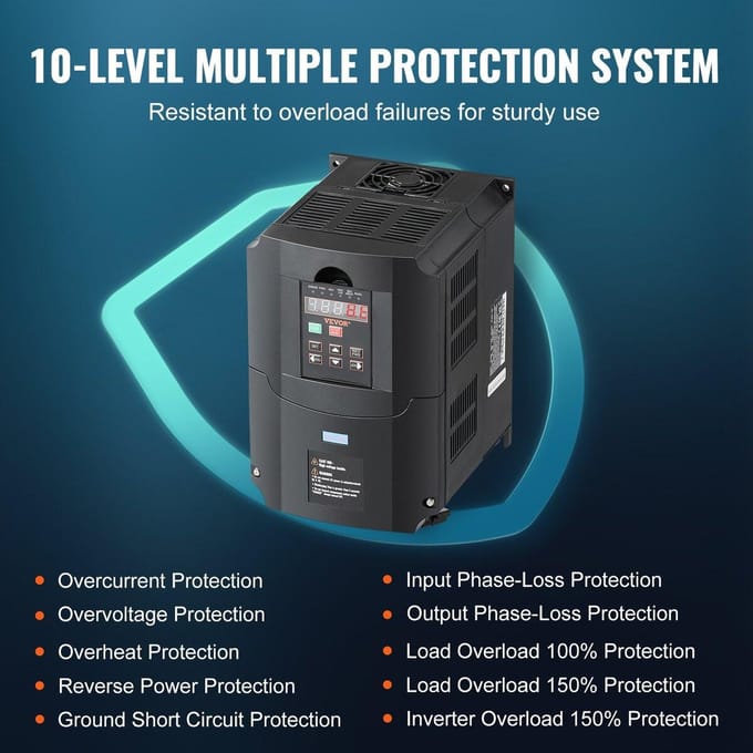 10 CV, 7,5 kW, 35 A 220 V Entrée Monophasée ou Triphasée vers Sortie Triphasée VFD 0-400 Hz