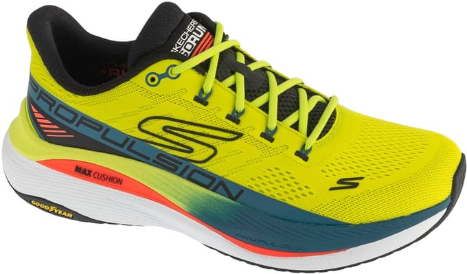 Skechers Max Cushioning Propulsion, Mannen, Geel, Hardloopschoenen, maat: 44,5