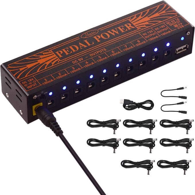 Rowin Compact Size Gitaar Effect Voedingsstation 10 Geïsoleerde DC US Plug zwart