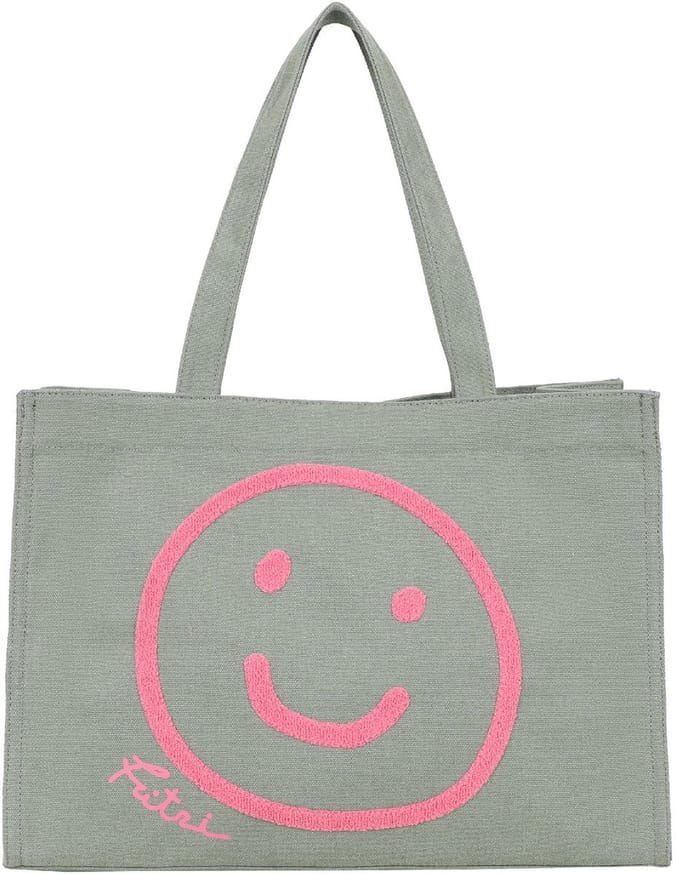 Fritzi aus Preußen shopper schoudertas Easy 01 Limited Smile Canvas Shopper Jade groengrijs