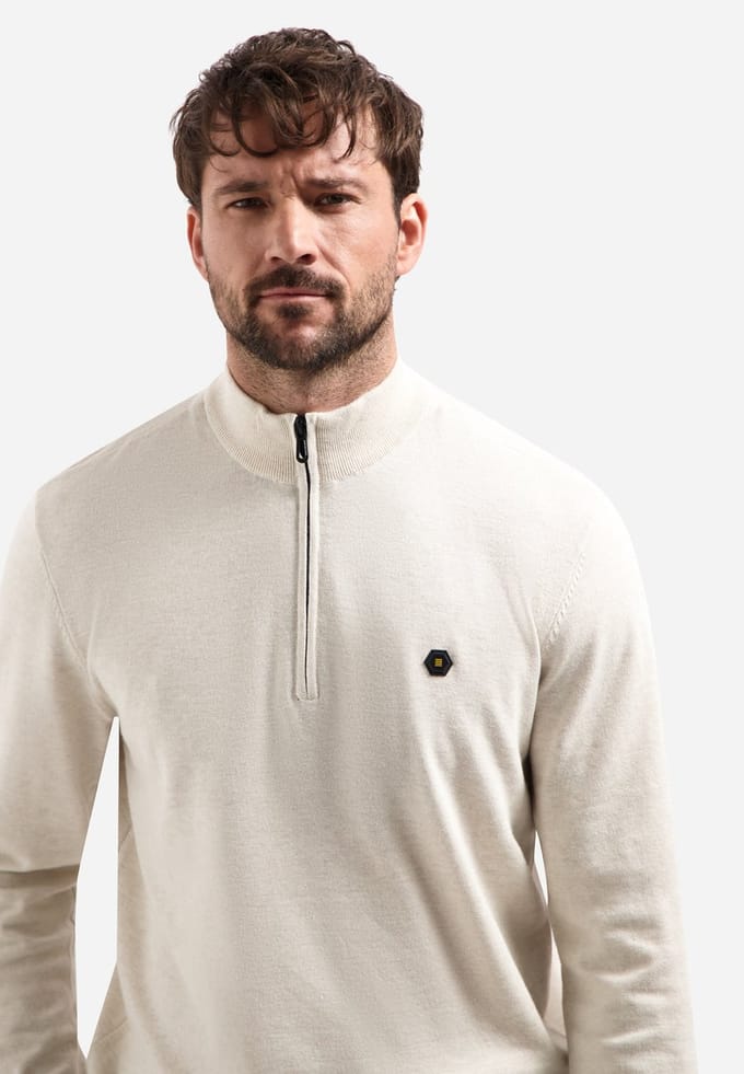 No Excess Pullover stand up collar half zip m kit melange