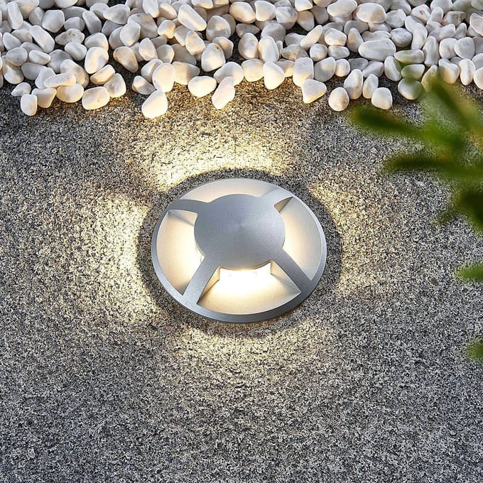 Lucande - Grondspots - 1licht - Aluminium - H: 2 cm - GU10 - titanium