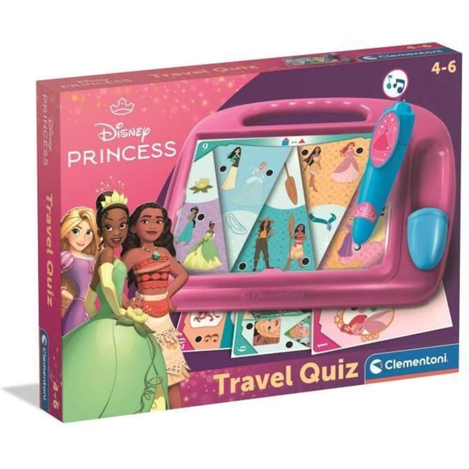 Clementoni - Pupitre Princesses Disney - Jeu éducatif - Découvre les formes, les couleurs, les chiffres, l'espace et les dimensions