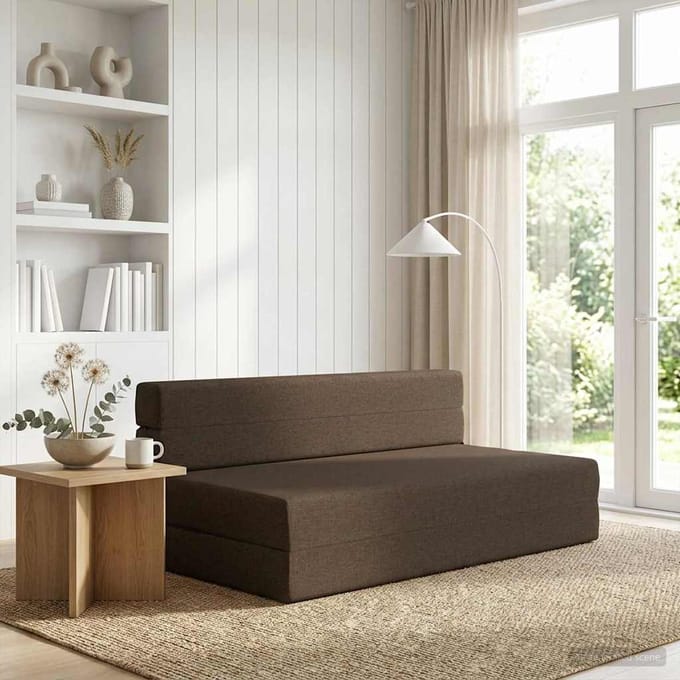 vidaXL - Vouwbare - Sofa - Bed - Taupe - 152 - x - 86,5 - x - 60 - cm - Stof