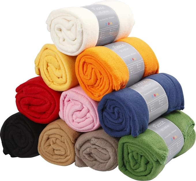 Fleece, l: 125 cm, b: 150 cm, 10 stuks, kleuren assorti