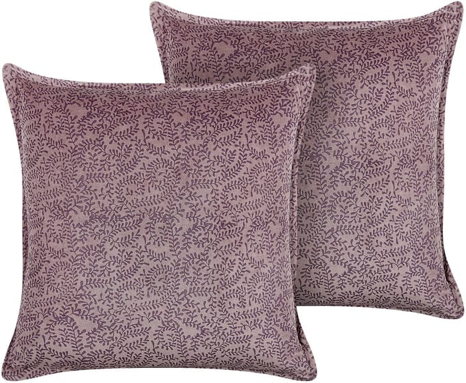 KALMIA - Sierkussen set van 2 - Roze - 45 x 45 cm - Fluweel