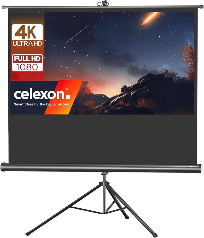 Statief Projectiescherm - Mobiel Beeld - Thuisbioscoop Presentaties - Traploos Verstelbaar - 184 x 104 cm - Zwart
