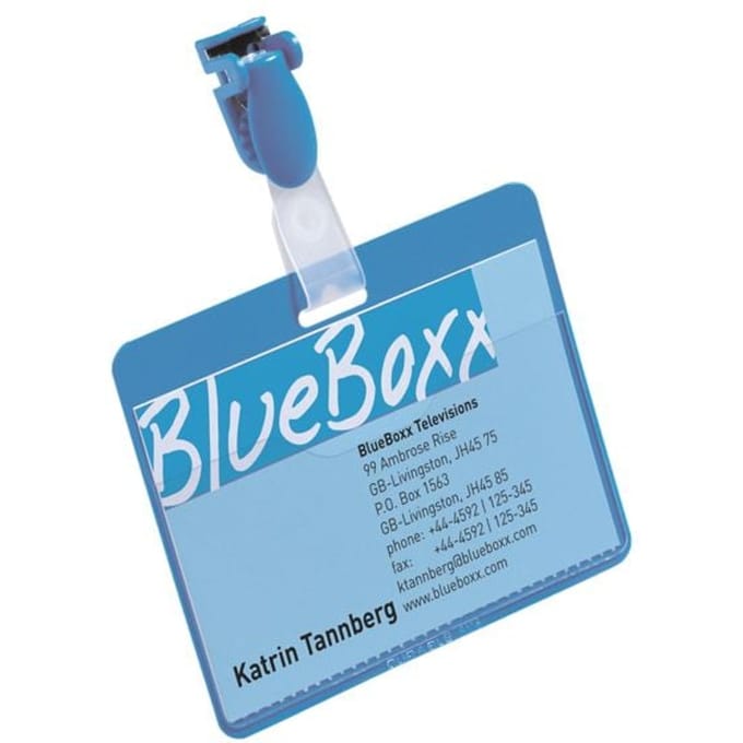 Naambadges, voor bedrijfspas, blauw, 25 stuks