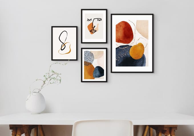 Fotowand Abstract Rood Geel - Posterset - Abstracte Collage - 30x40 - 50x70