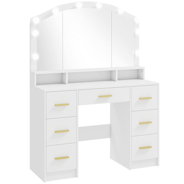 4goodz Hollywood Kaptafel met 10 LED 110x40x150cm - Wit