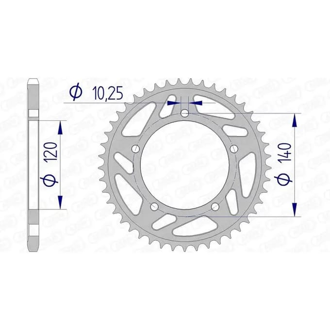 Couronne moto alu standaard Afam 520
