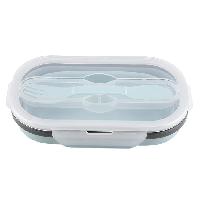 Voedselkwaliteit Silicone Opvouwbare Lunchbox Draagbare Rechthoekige Voedselbewaarcontainer (Blauw) gray