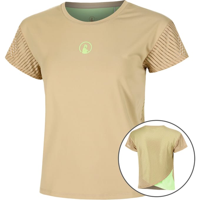 Quiet Please Wild Cross T-shirt Dames-Beige,Neongroen