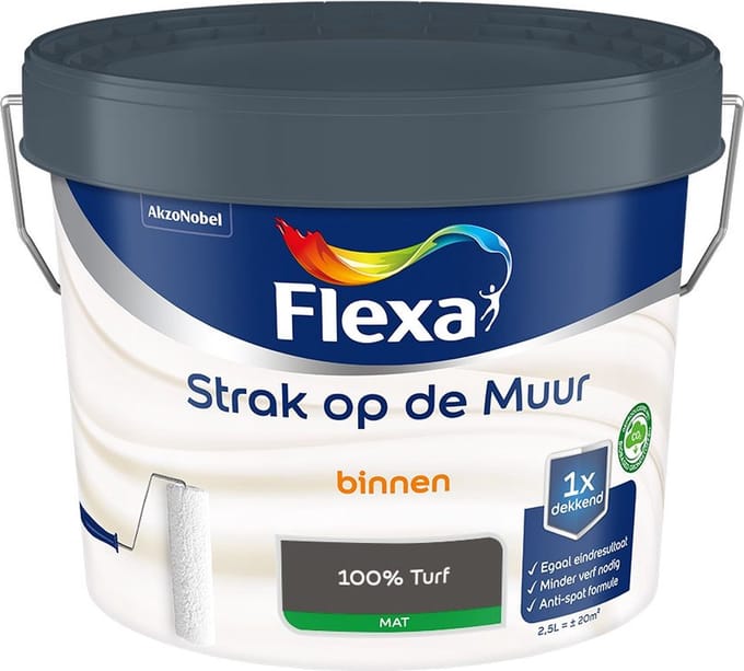 Flexa - Strak Op De Muur Binnen Mat - 100% Turf - Mengverf - 2,5 L