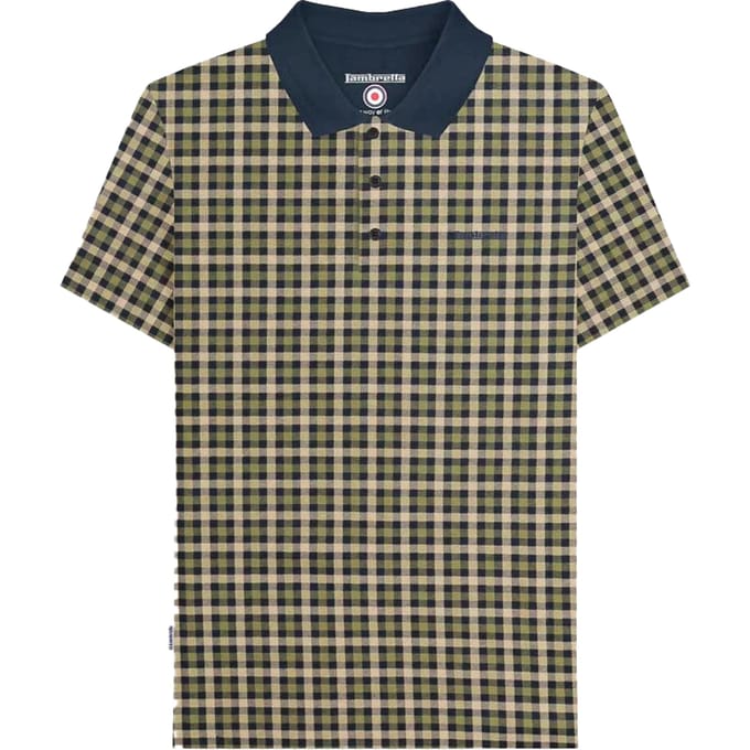Lambretta Heren AW25 Geruit Poloshirt (Marine)