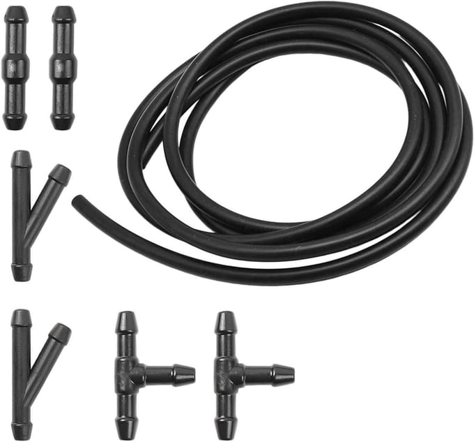 Ruitensproeislang Reparatiekit - Wisserwaterslang Set - Glas Reinigen - Universele Pasvorm - 2 Meter - Zwart