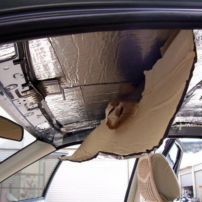 200*50CM Voiture Thermique Isolation Phonique Insonorisation Tapis Insonorisant Anti-Poussière Imperméable Voiture Son argenté