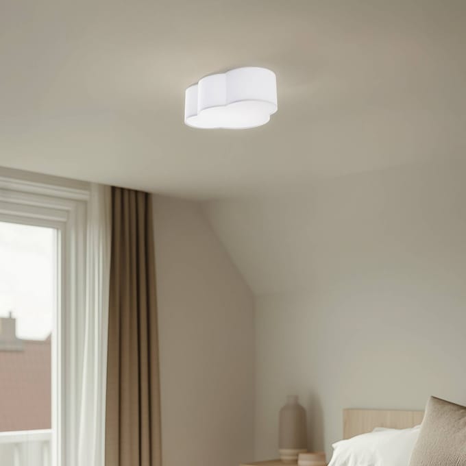 TK Lighting Plafondlamp Cloud, textiel, 41 x 31 cm, wit