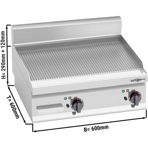 GGM Gastro Elektro Bratplatte - 8 kW - Gerillt Zilver