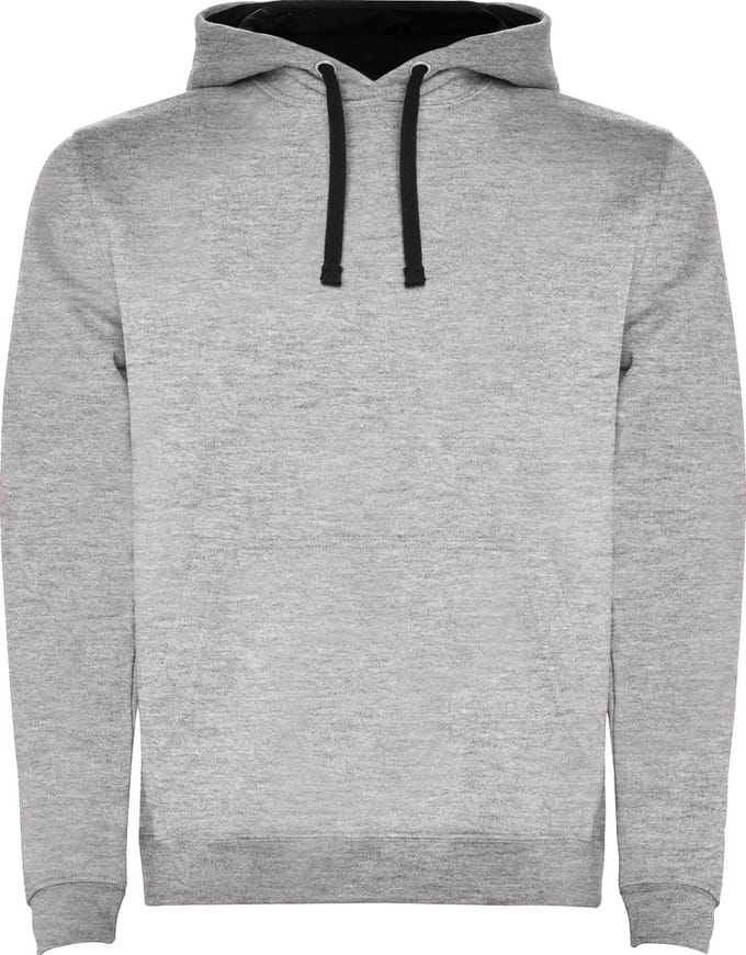 Roly Men´s Urban Hooded Sweatshirt RY1067 - Heather Grey 58/Black 02 - L