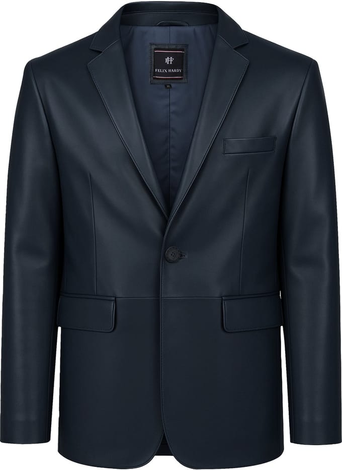 Felix Hardy Leren Blazer Heren Donker Blauw - M